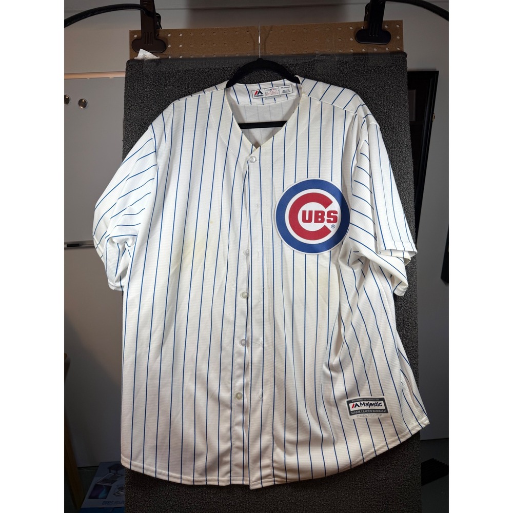 Majestic Jersey Mens 2XL White Chicago Cubs 2016 World Series Pinstripe